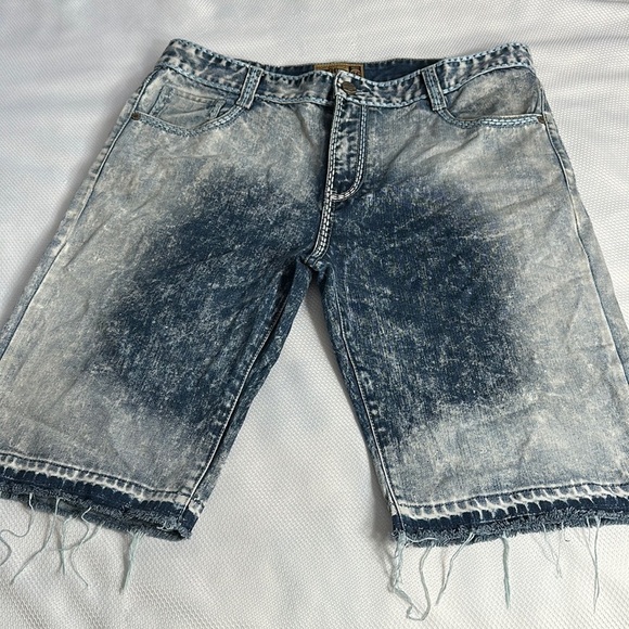 Men’s Grind house denim shorts distressed bleached acid wash - Picture 1 of 8